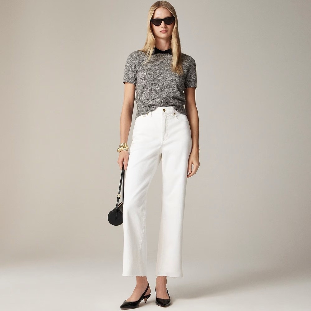 NWT!! J. CREW '96 Slim Wide Jeans Retro Raw Hems Solid White Preppy Frayed 33